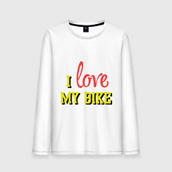 Лонгслив хлопковый мужской I love my bike, цвет: белый