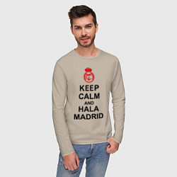 Лонгслив хлопковый мужской Keep Calm & Hala Madrid, цвет: миндальный — фото 2