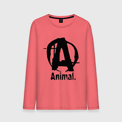 Лонгслив хлопковый мужской Animal Logo, цвет: коралловый