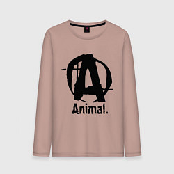 Лонгслив хлопковый мужской Animal Logo, цвет: пыльно-розовый