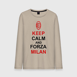 Лонгслив хлопковый мужской Keep Calm & Forza Milan, цвет: миндальный