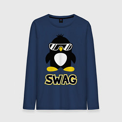 Лонгслив хлопковый мужской SWAG Penguin, цвет: тёмно-синий