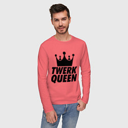 Лонгслив хлопковый мужской Twerk Queen, цвет: коралловый — фото 2