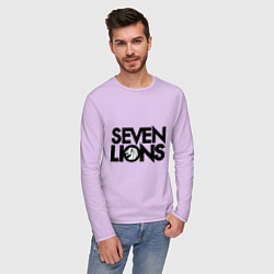 Лонгслив хлопковый мужской 7 Lions цвета лаванда — фото 2