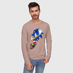 Лонгслив хлопковый мужской Sonic, цвет: пыльно-розовый — фото 2