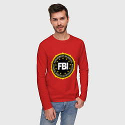 Лонгслив хлопковый мужской FBI Departament, цвет: красный — фото 2