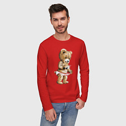 Лонгслив хлопковый мужской Nasty Bear, цвет: красный — фото 2