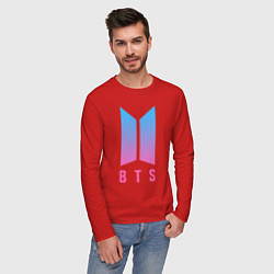 Лонгслив хлопковый мужской BTS: Neon Jung Kook, цвет: красный — фото 2