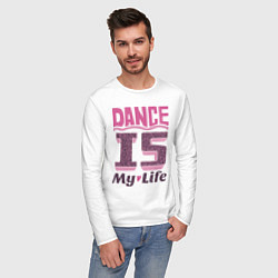 Лонгслив хлопковый мужской Dance is my life, цвет: белый — фото 2