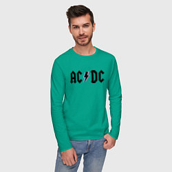 Лонгслив хлопковый мужской AC/DC цвета зеленый — фото 2