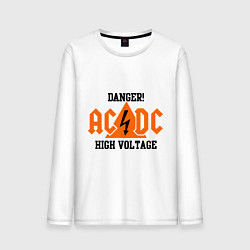 Лонгслив хлопковый мужской AC/DC: High Voltage, цвет: белый
