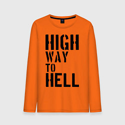 Лонгслив хлопковый мужской High way to hell цвета оранжевый — фото 1