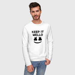 Лонгслив хлопковый мужской Keep it Mello, цвет: белый — фото 2