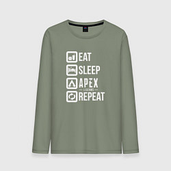 Лонгслив хлопковый мужской Eat, Sleep, Apex, Repeat, цвет: авокадо