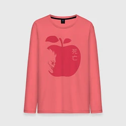 Лонгслив хлопковый мужской Тетрадь Смерти - Рюк и яблоко, цвет: коралловый
