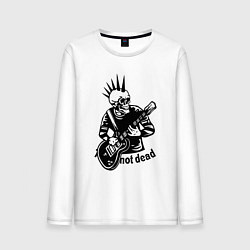 Лонгслив хлопковый мужской Punks not dead - motto, цвет: белый
