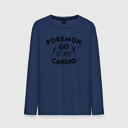 Лонгслив хлопковый мужской Pokemon go is my Cardio, цвет: тёмно-синий