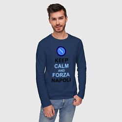 Лонгслив хлопковый мужской Keep Calm & Forza Napoli, цвет: тёмно-синий — фото 2