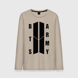 Лонгслив хлопковый мужской BTS ARMY, цвет: миндальный