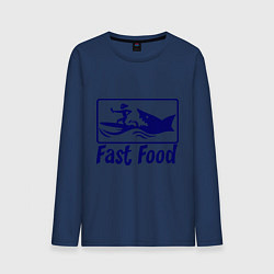 Лонгслив хлопковый мужской Shark fast food, цвет: тёмно-синий
