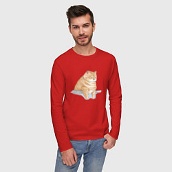 Лонгслив хлопковый мужской Толстый Кот, цвет: красный — фото 2