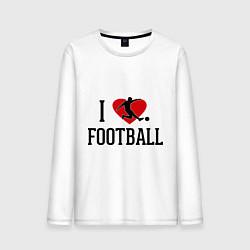 Лонгслив хлопковый мужской I love football, цвет: белый