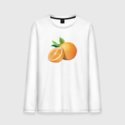 Лонгслив хлопковый мужской Апельсины, цвет: белый