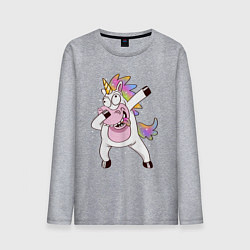 Лонгслив хлопковый мужской Dabbing Unicorn, цвет: меланж