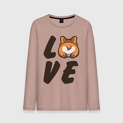 Лонгслив хлопковый мужской Love Corgi, цвет: пыльно-розовый