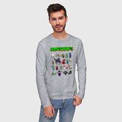 Лонгслив хлопковый мужской Minecraft, цвет: меланж — фото 2