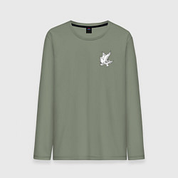 Лонгслив хлопковый мужской LIL PEEP НА СПИНЕ, цвет: авокадо