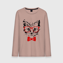 Лонгслив хлопковый мужской Cat, цвет: пыльно-розовый