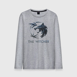 Лонгслив хлопковый мужской Ведьмак Белый волк Геральт, цвет: меланж