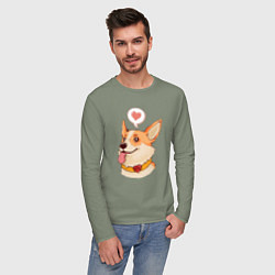 Лонгслив хлопковый мужской КОРГИ, цвет: авокадо — фото 2