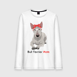 Лонгслив хлопковый мужской Bull terrier Mom, цвет: белый