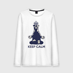 Лонгслив хлопковый мужской Keep Calm, цвет: белый