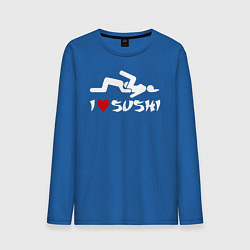 Лонгслив хлопковый мужской I love sushi цвета синий — фото 1