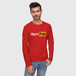 Лонгслив хлопковый мужской HornPub цвета красный — фото 2
