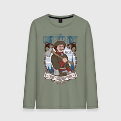 Лонгслив хлопковый мужской Санкт-Петербург, цвет: авокадо