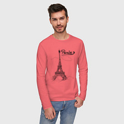 Лонгслив хлопковый мужской Париж, цвет: коралловый — фото 2