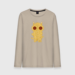 Лонгслив хлопковый мужской The flying spaghetti monster, цвет: миндальный