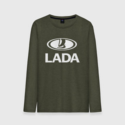 Лонгслив хлопковый мужской Lada цвета меланж-хаки — фото 1