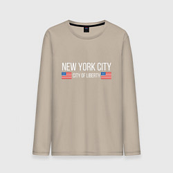Лонгслив хлопковый мужской NEW YORK, цвет: миндальный