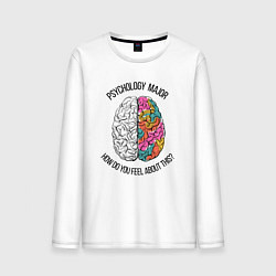 Лонгслив хлопковый мужской Psyhology major, цвет: белый