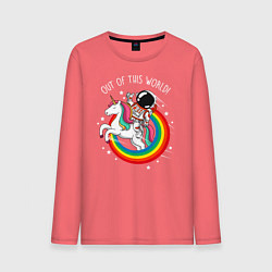Лонгслив хлопковый мужской Космонавт, цвет: коралловый
