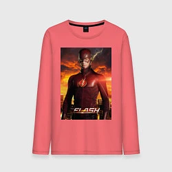 Лонгслив хлопковый мужской The Flash, цвет: коралловый