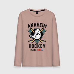 Лонгслив хлопковый мужской ANAHEIM DUCKS, цвет: пыльно-розовый