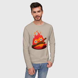 Лонгслив хлопковый мужской Calcifer, цвет: миндальный — фото 2
