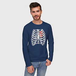 Лонгслив хлопковый мужской Skeleton цвета тёмно-синий — фото 2