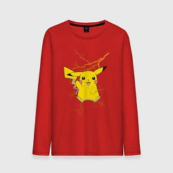 Лонгслив хлопковый мужской Pikachu, цвет: красный